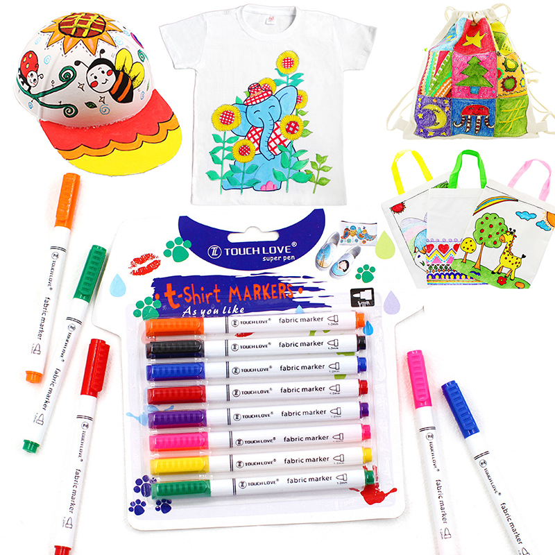 8 Colors/Set Fabric Paint Marker Pen Clothes Texti..